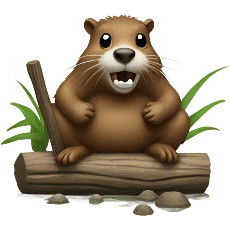 Beaver building a dam  emoji