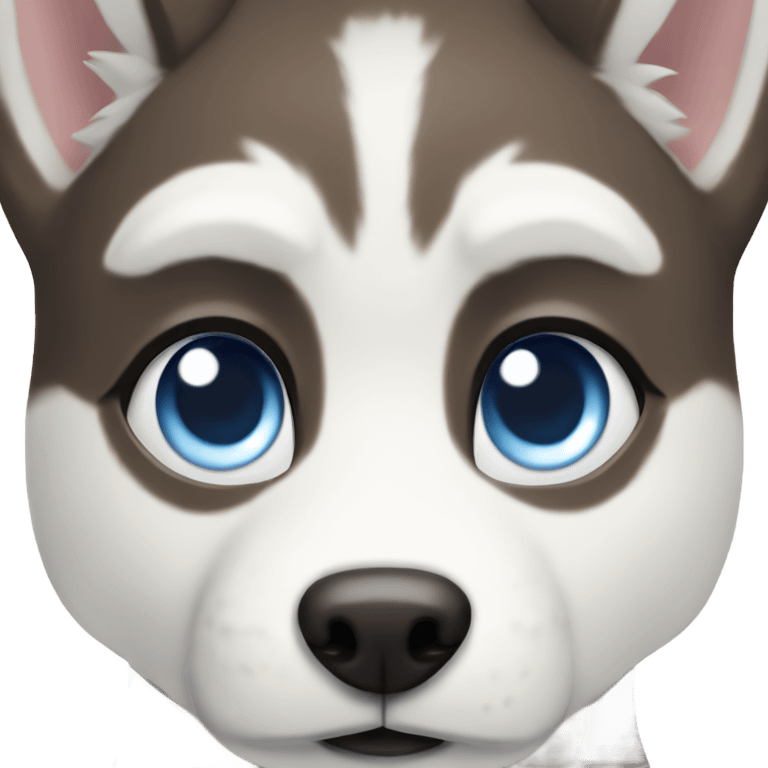 Husky white fur blue eyes liver colored nose emoji