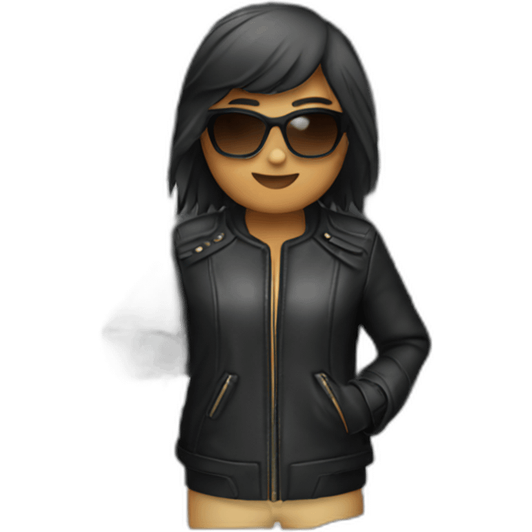 black croppped leather jacket emoji