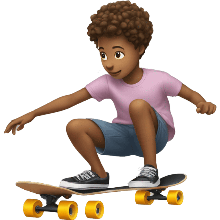 a youngster pushing another on a skateboard emoji