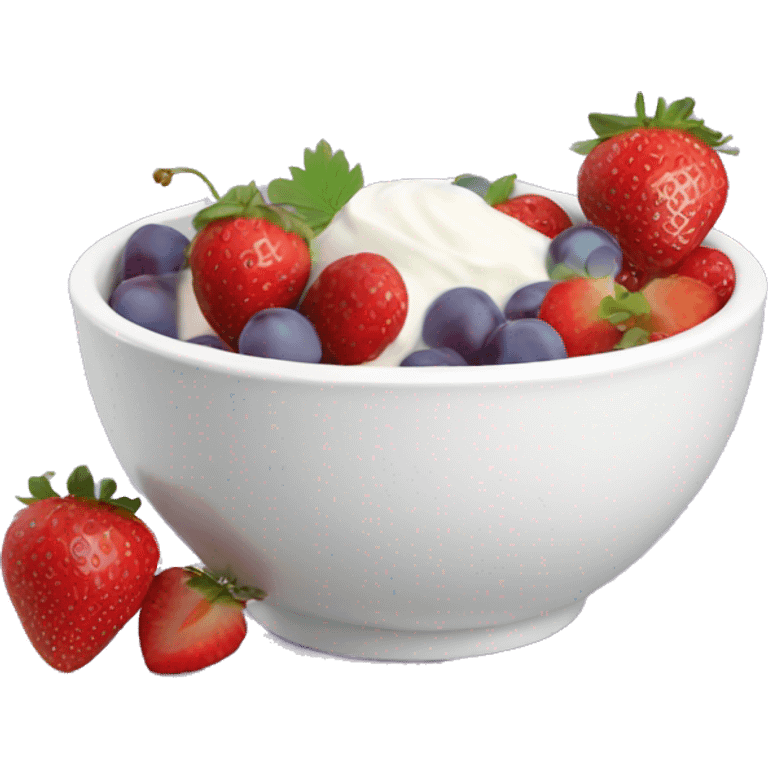 fruit yogurt bowl with strawberries and grapes emoji