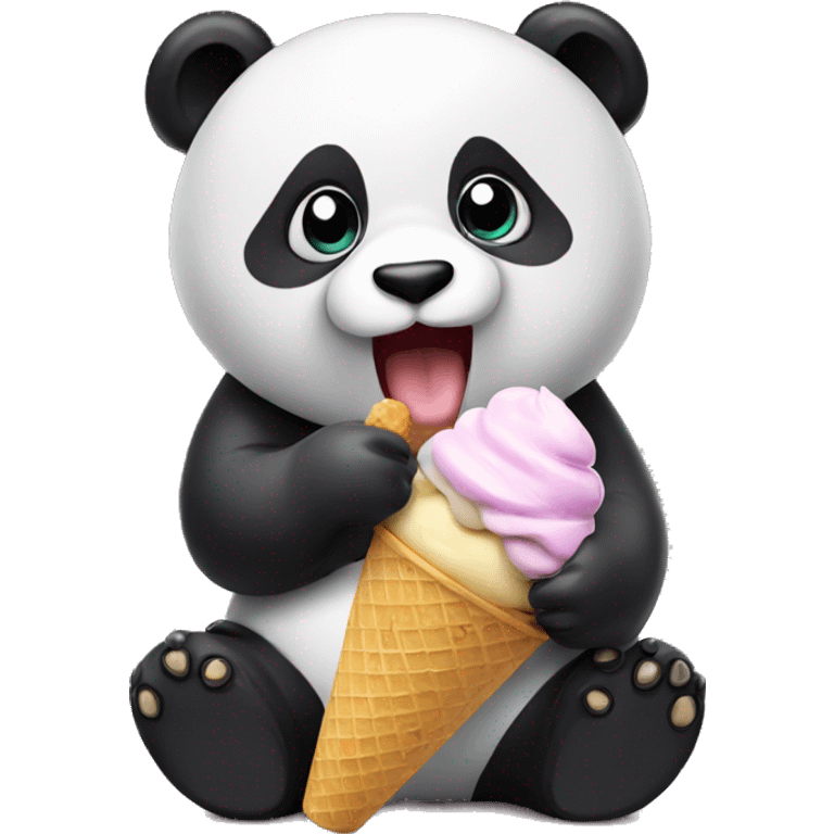 Panda eating ice cream emoji