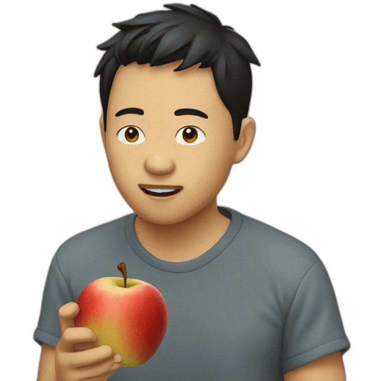 Kenny Tran eating apple emoji