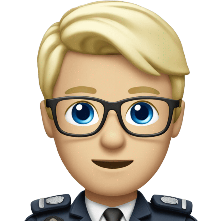 British policeman with blue eyes and blonde and glasses hair emoji