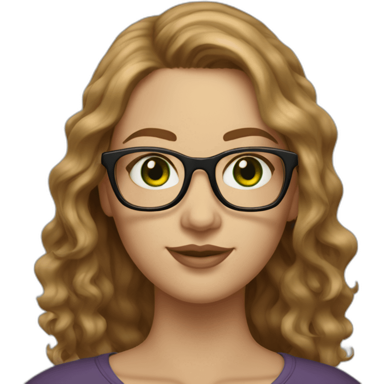 curvy-white-woman-with-wavy-light-brown-hair-square-glasses-green-eyes emoji