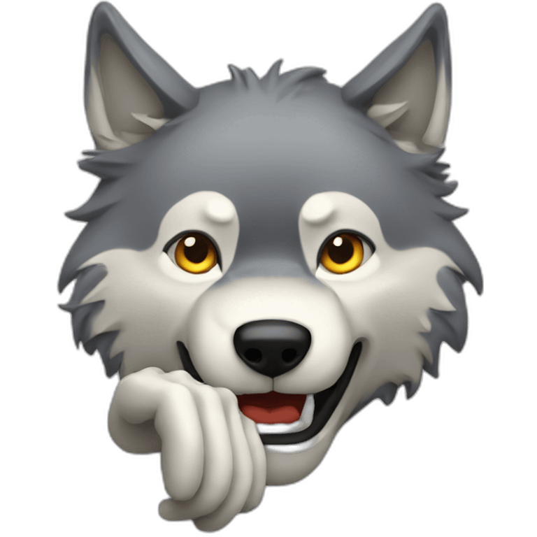 wolf waveing hand emoji