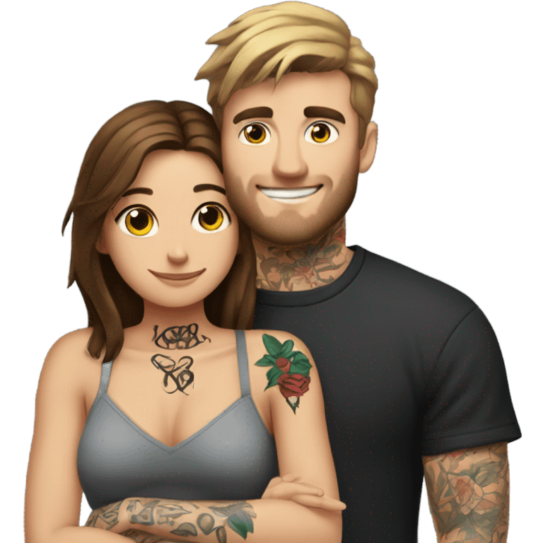 mr beast with tattoos hugging brunette girl emoji