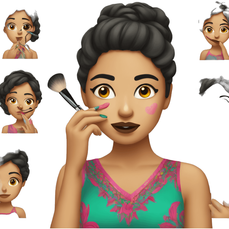 mexican girl putting on makeup emoji