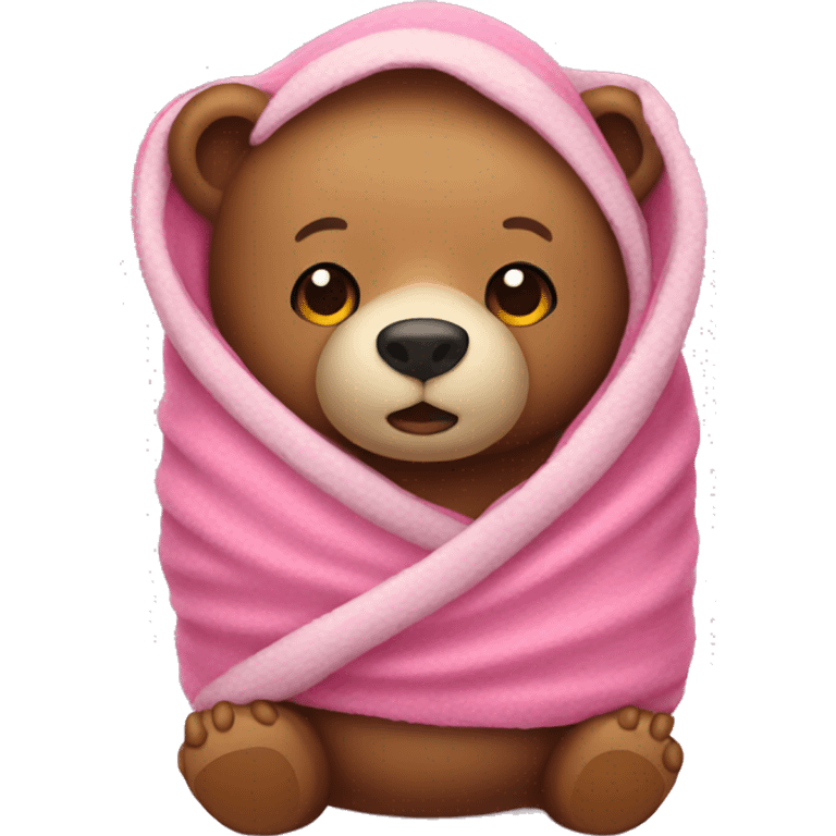 bear wrapped in pink blanket emoji