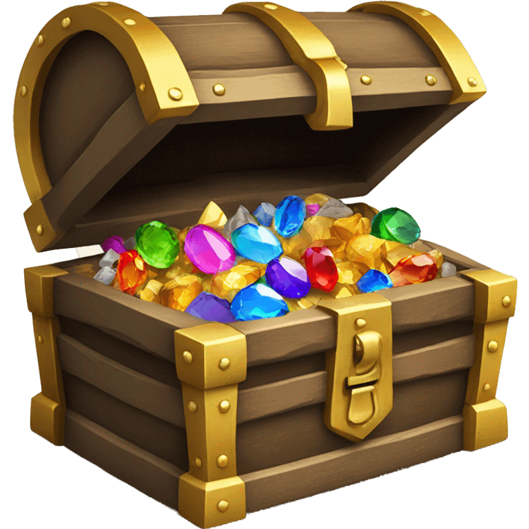 Open Treasure chest with colourful gems inside  emoji