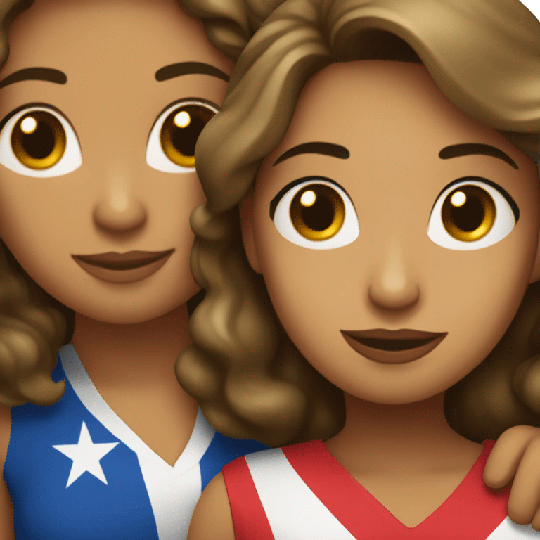 puerto rican woman with wavy shoulder length hair giving an Italian woman a hug emoji