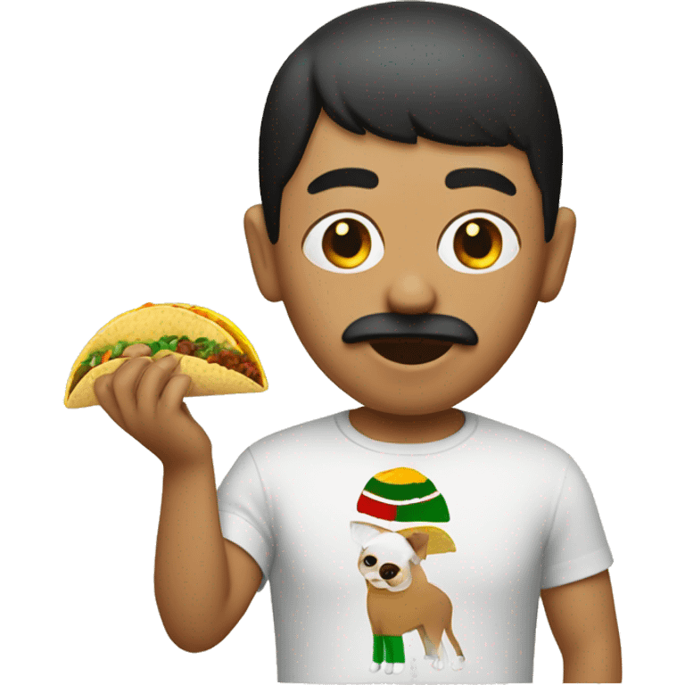 Mexican with a bowl cut eating a taco  emoji