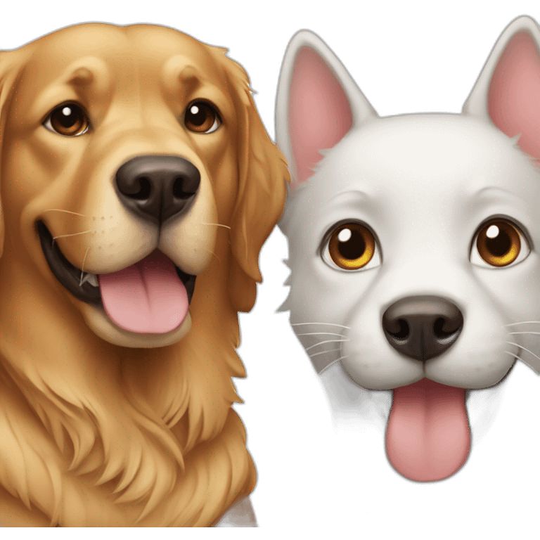 Two dogs with cat emoji