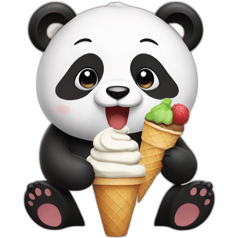 Panda eating ice cream emoji