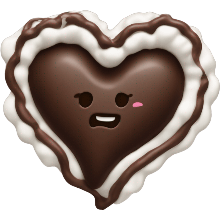 Dark chocolate heart emoji with whipped cream on top emoji