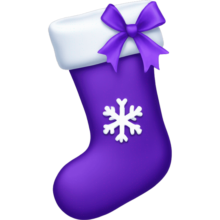 Dark purple Christmas stocking with bow emoji