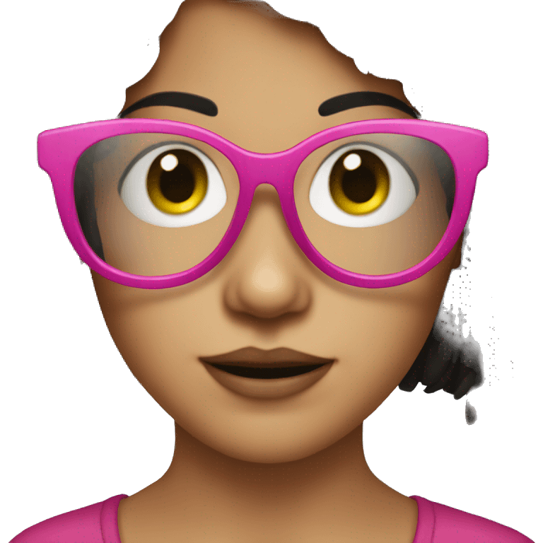 dark haired girl in pink glasses emoji