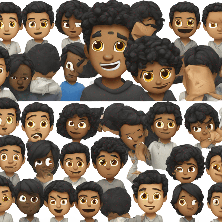 black haired boys meme parody with suites emoji