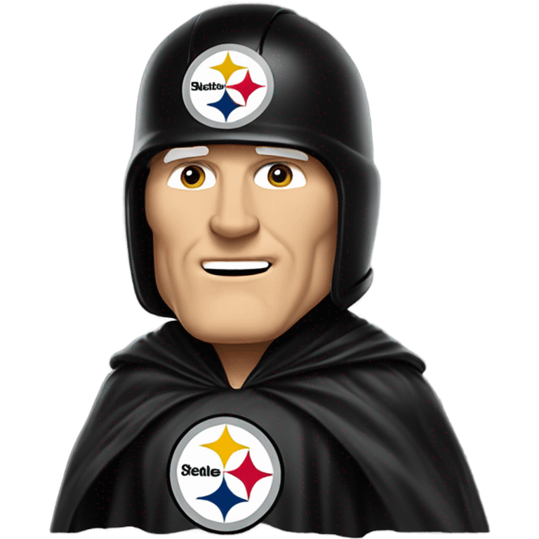 Terry Bradshaw Pittsburgh Steelers player in helmet and uniform with black cape. emoji