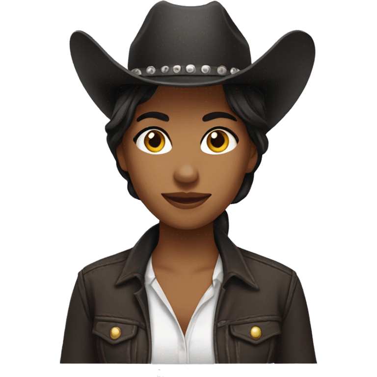 Dark haired cowgirl emoji