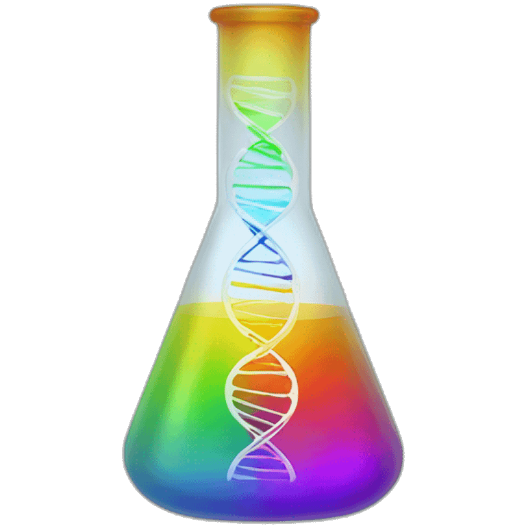 Rainbow DNA in an Erlenmeyer flask emoji