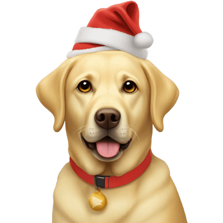 yellow labrador with santa hat emoji