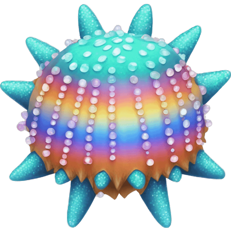 Kawaii rainbow pastel bedazzled sea urchin emoji