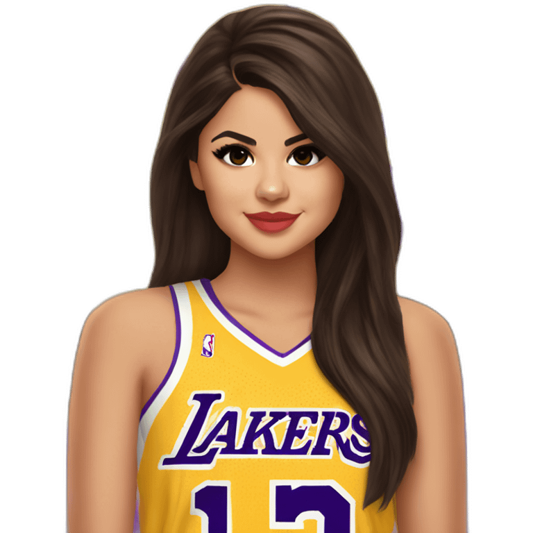 selena gomez with yellow lakers jersey emoji