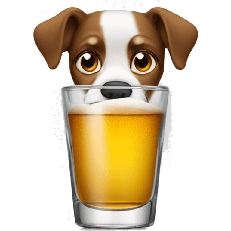 Dog drinking out of shot glass emoji