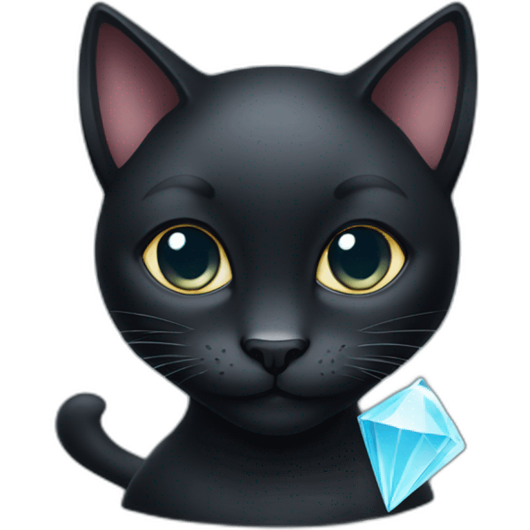 Black cat with a diamond emoji