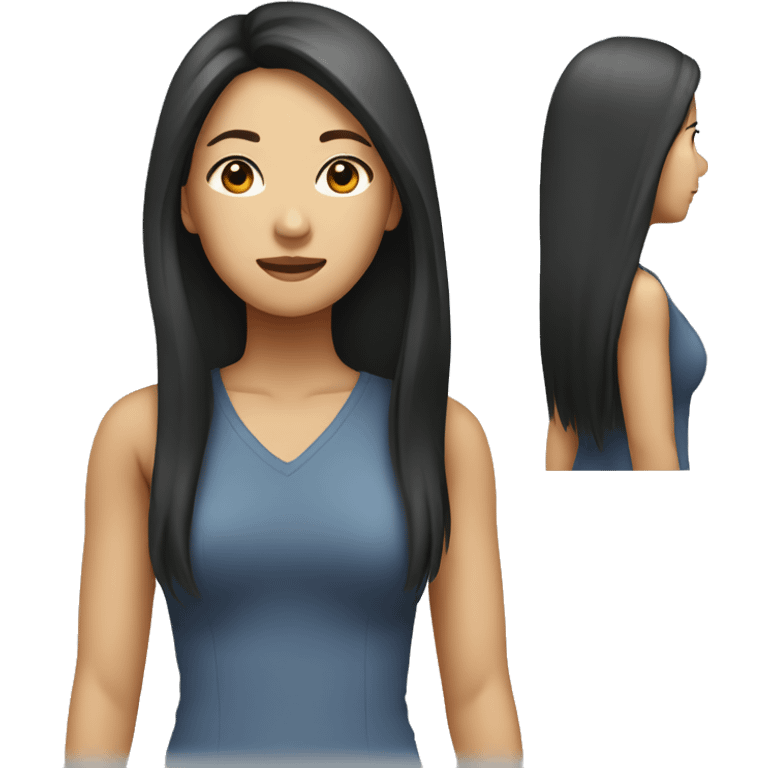 Asian woman long hair standing emoji