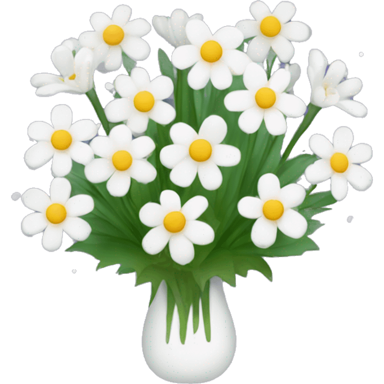 bouquet of snow drops, chrysanthemum and cosmos flowers emoji