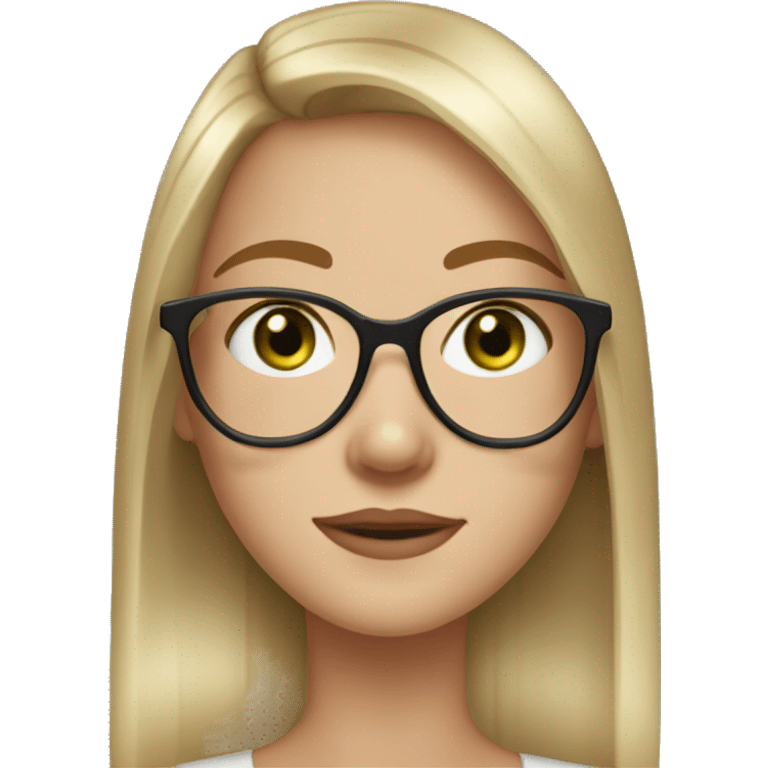 girl with dirty blonde straight hair , glasses, freckles,green eyes,long eyelahes emoji