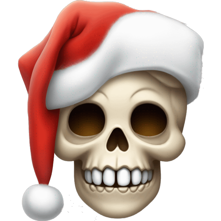 Cute little skull wearing a Santa hat. emoji