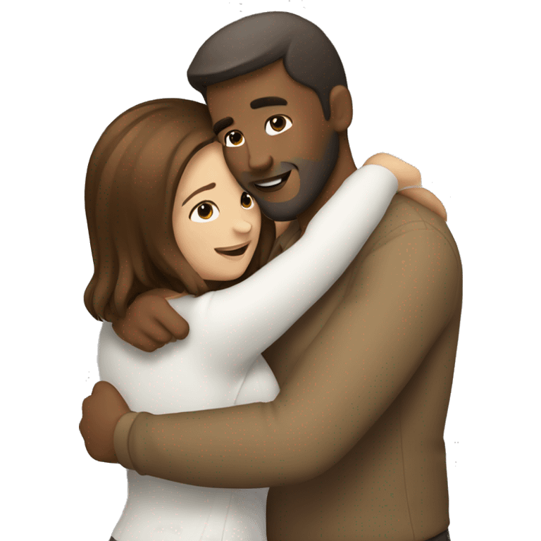 Man hug brown-haired woman  emoji