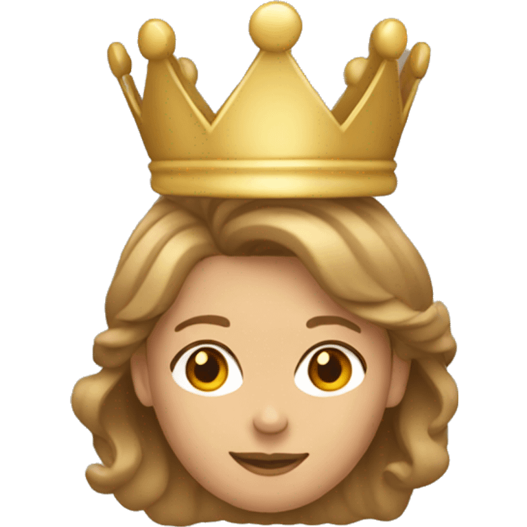 Light brown hairdo tan woman with crown on emoji