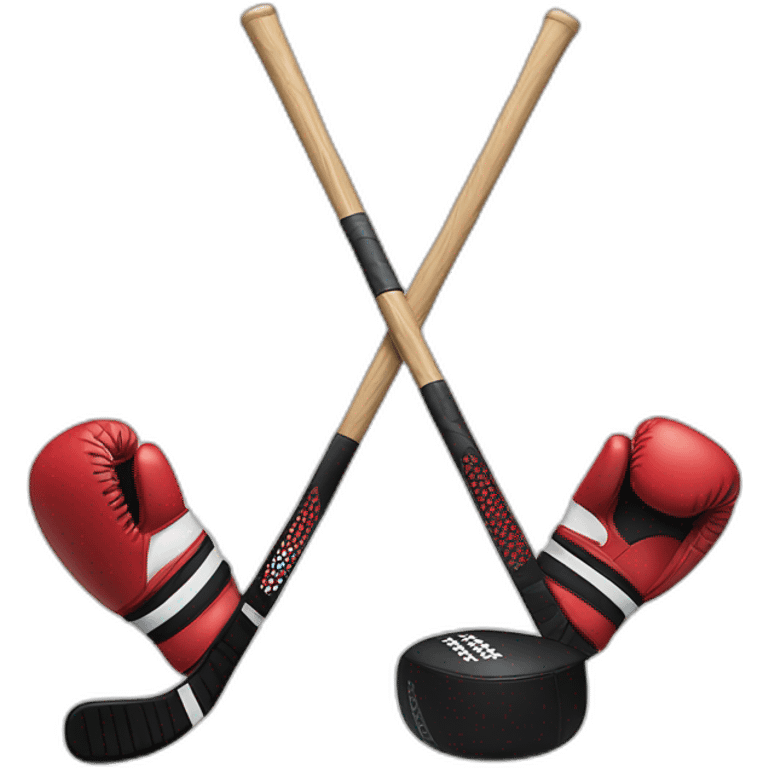 Hockey sticks and boxing gloves emoji