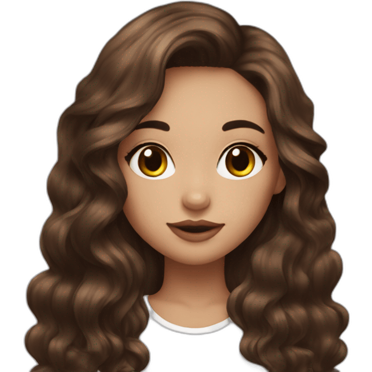 pretty girl brown long hair makeup with black kitten emoji