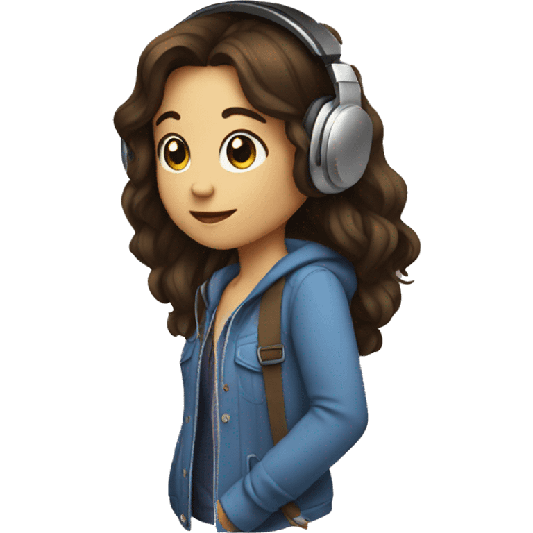 Girl listening to music  brunette  emoji