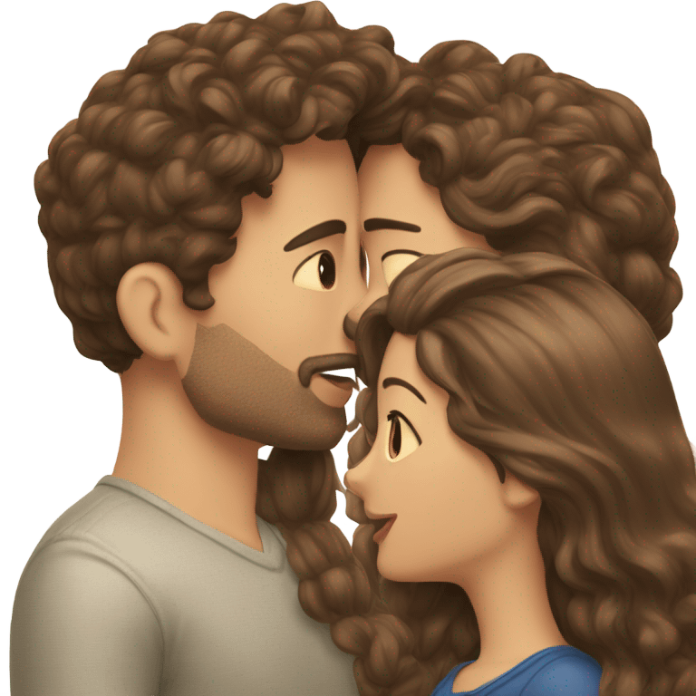 two men one woman kissing brown hair emoji