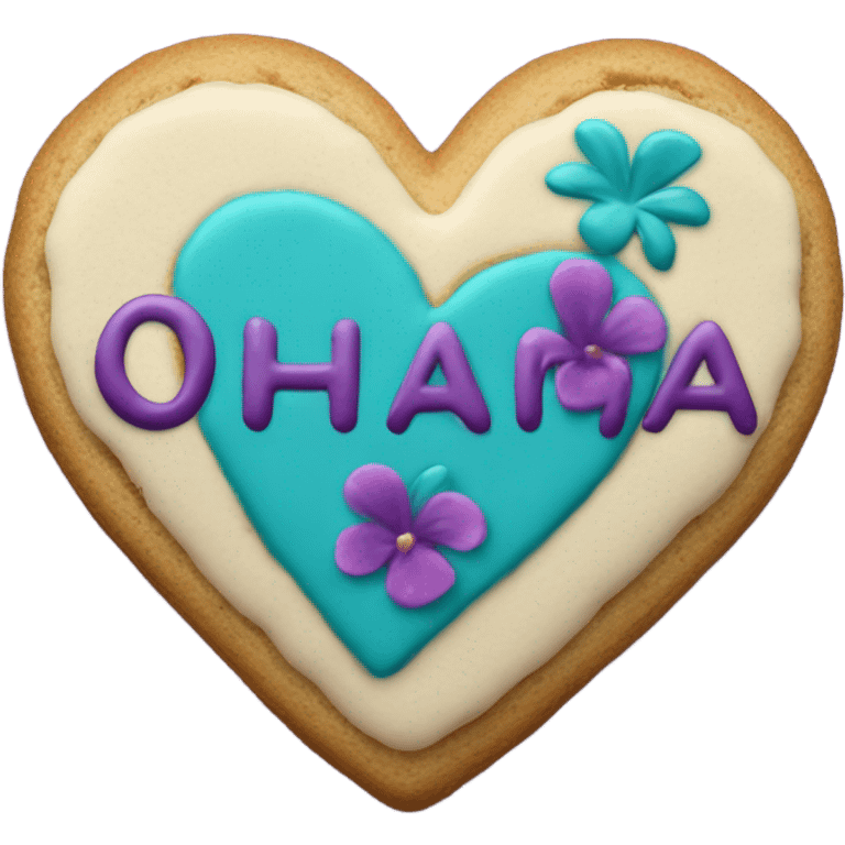 Teal purple Cookie heart with ohana emoji