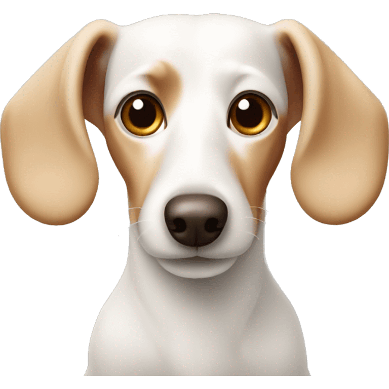 White dachshund with brown ears emoji