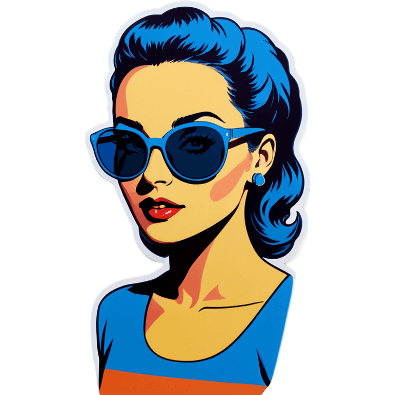 Pop art women with blue hear with sunglasses  emoji