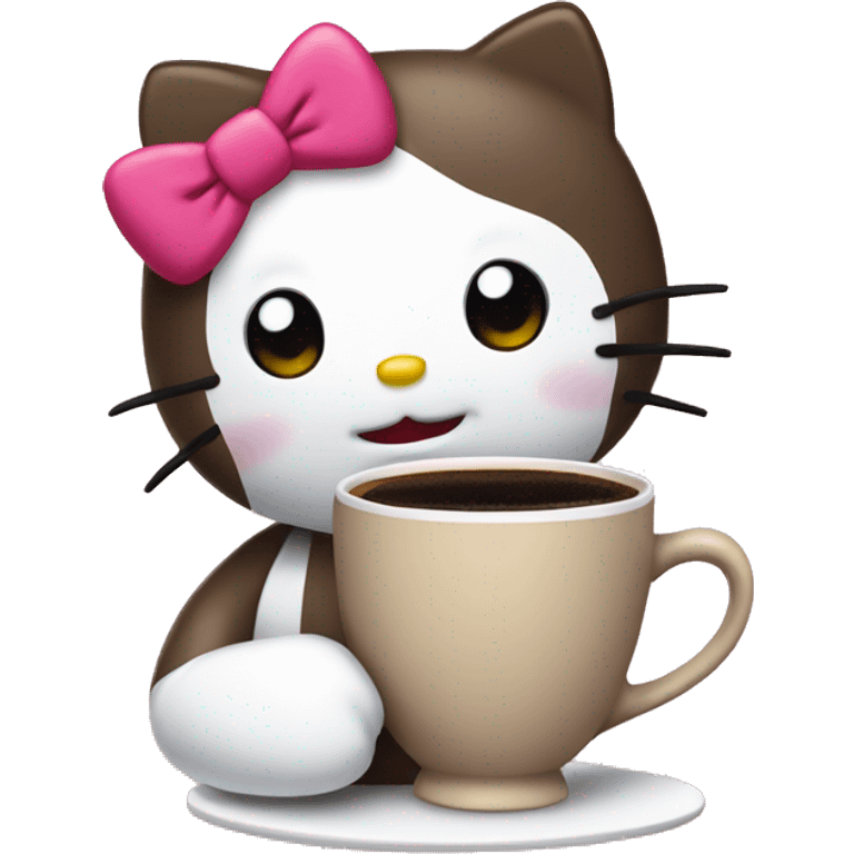 Hello kitty holding coffee emoji