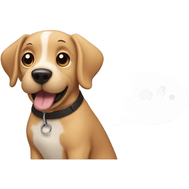 Dog with speech bubble that says arf inside the speech bubble emoji