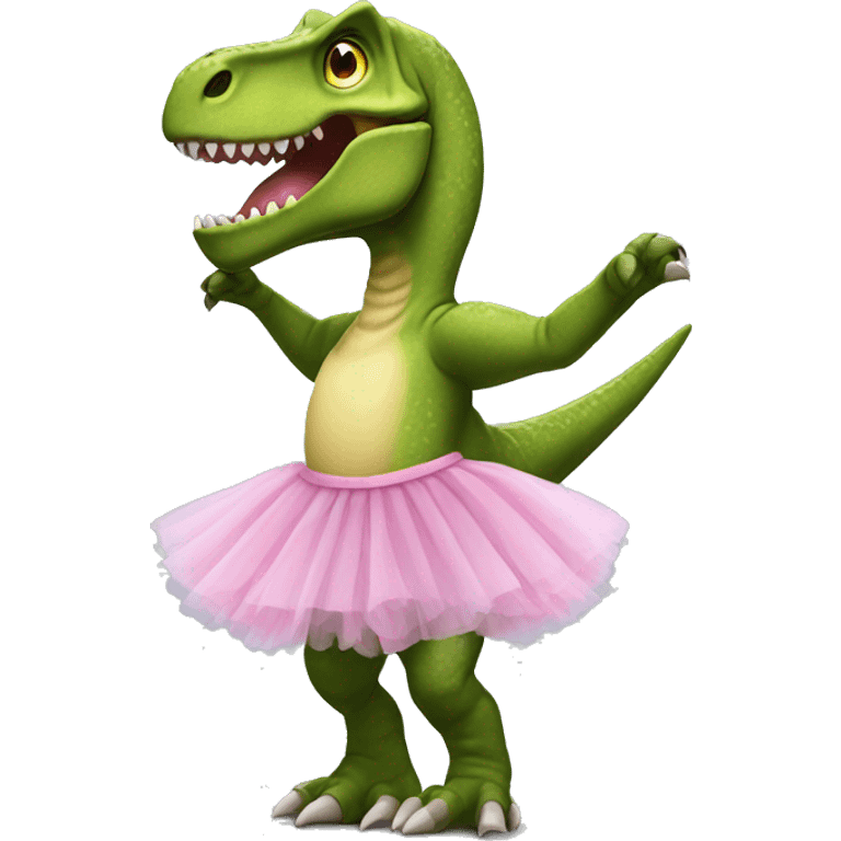 t rex with a tutu sufring emoji