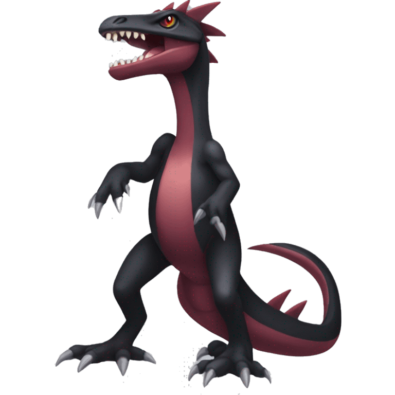 cool edgy black and maroon Dark-type nargacuga Salazzle reptile Pokémon full body emoji