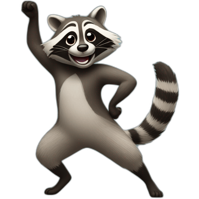 A dancing raccoon emoji