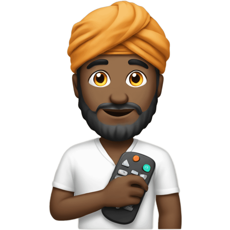 Man in turban with remote in hand emoji