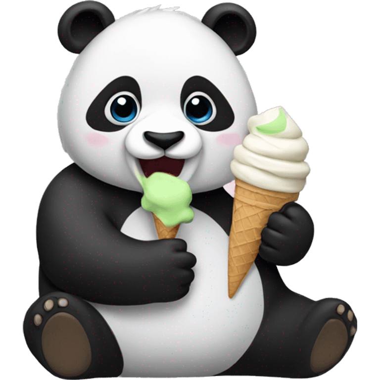 Panda eating ice cream emoji